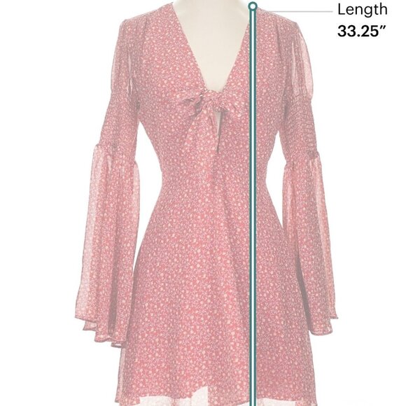 Vici Collection Floral Bell Sleeve Mini Dress Size Extra Small - Picture 12 of 12